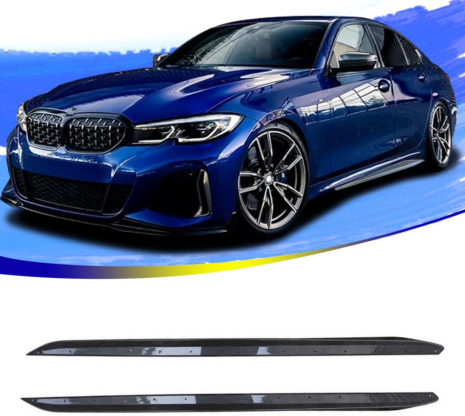 G20 Side Skirts Compatible with 2019-2022 BMW G20 M-Sport Bumper M-Performance Side Skirt Extension Lip Spoiler Rocker Panel 2PC ABS