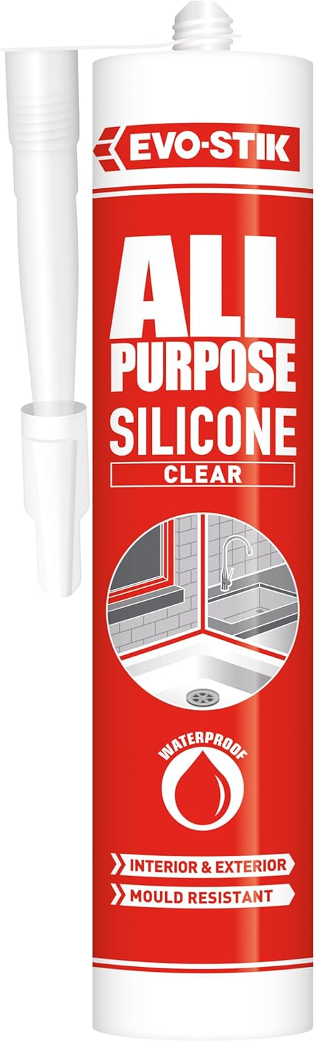 EVO-STIK All Purpose Clear Silicone Sealant – Shower and Bathroom Sealant, Anti Mould, Waterproof, Suitable for Interior and Exterior Use, 280ml