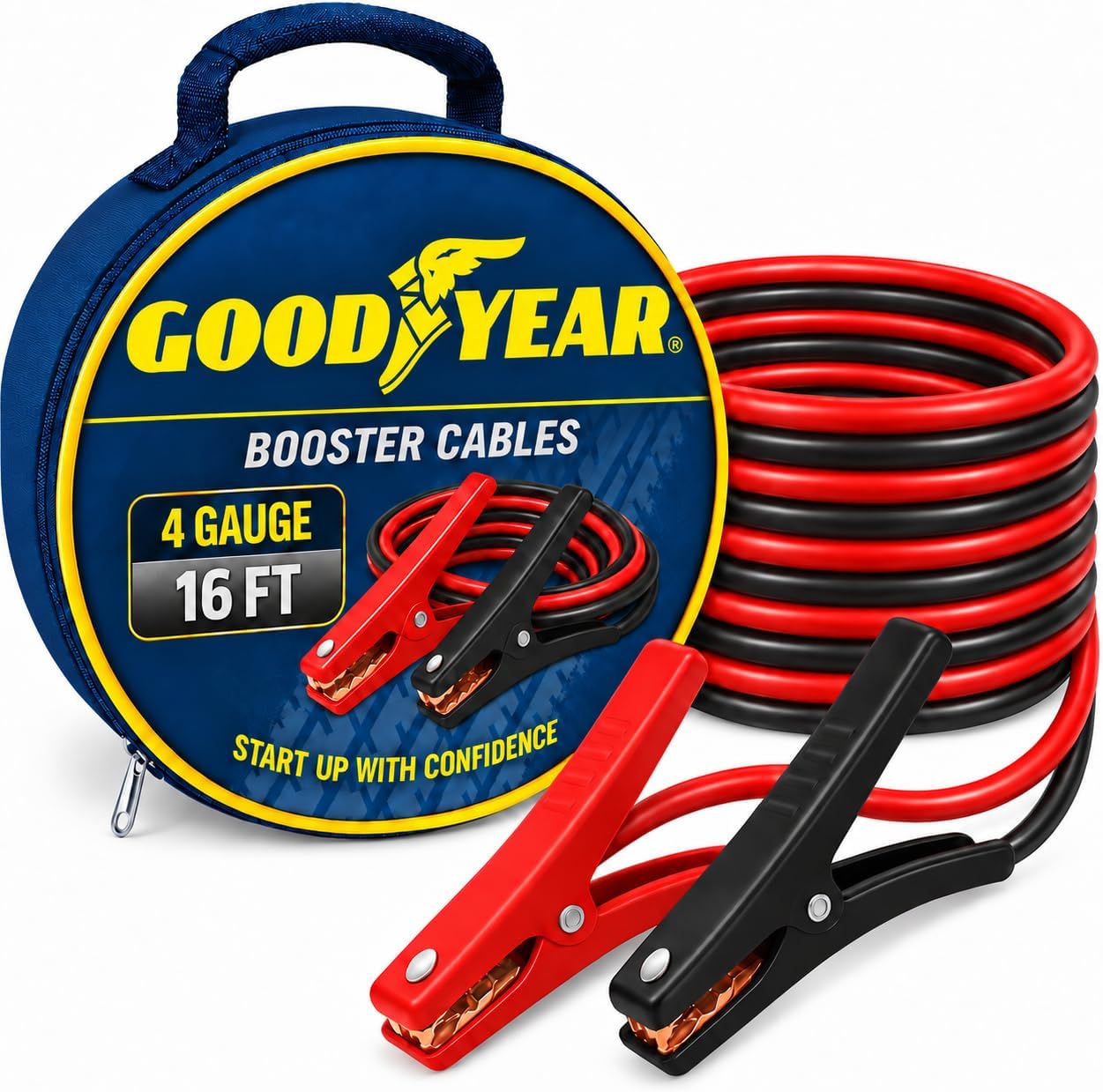 GOODYEAR Heavy Duty Jumper Cables for Car Battery - 4 Gauge Thick Wire, Extra Long 16 ft Booster Cables with Carrying Case for Cars, Trucks, SUVs, Emergency Roadside Kit Car Accessories