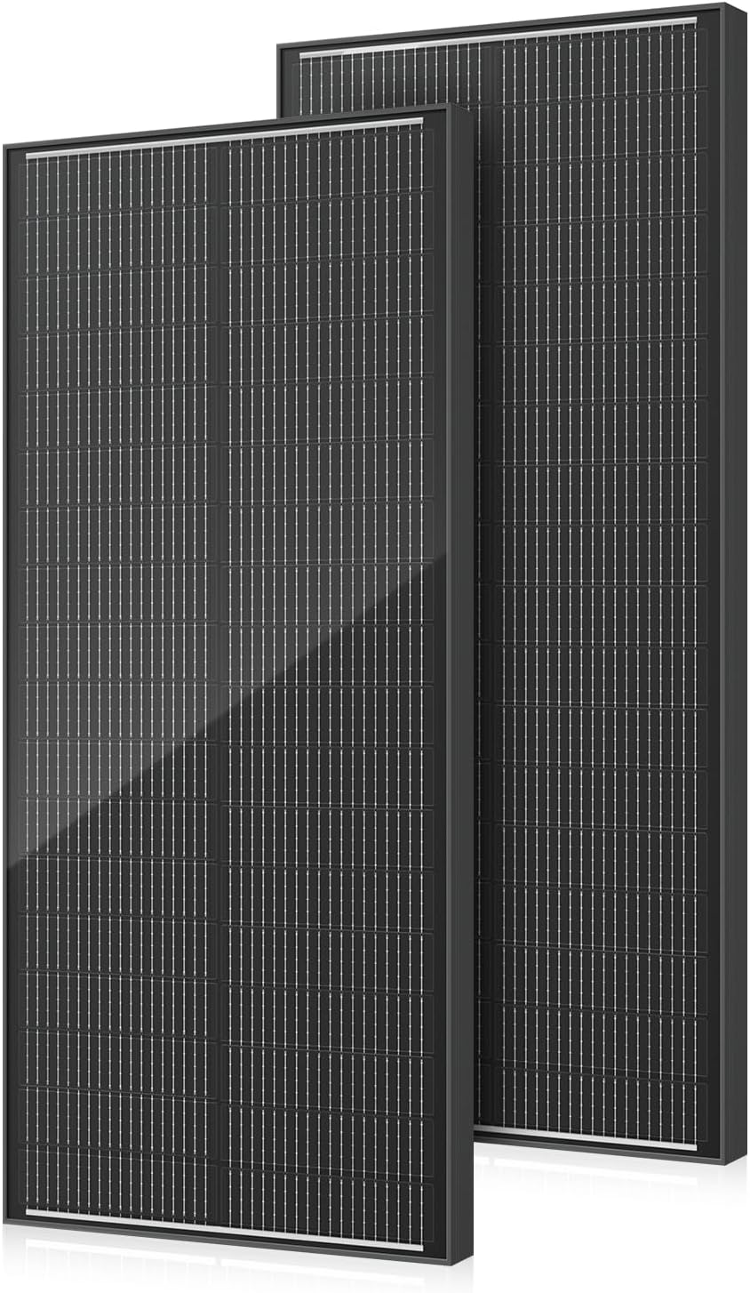 100W Solar Panel, 18BB N-Type 2Pcs 12V/24V 100 Watt Solar Panels | 25% High Efficiency Monocrystalline Solar Module, for RV, Boat, Marine, Trailer, Farm, Rooftop and Home Off-Grid System