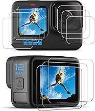 PCTC [9pcs] Hero 12 11 10 9 Screen Protector for Go Pro Hero 12/11/10/9 Black, Ultra Clear Tempered Glass Screen Protector + Tempered Glass Lens Protector + Tempered Glass Front LCD Display Film