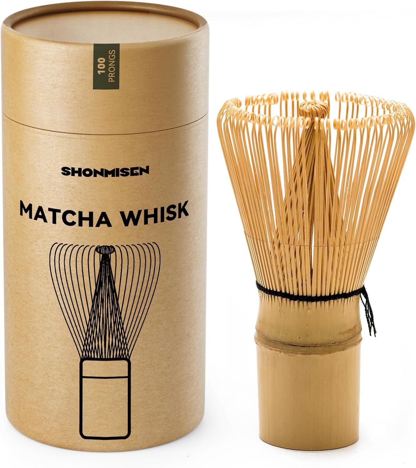 Bamboo Matcha Whisk 80/100/120 Prong, Traditional Japanese Chasen Matcha Stirrer -Authentic Japanese Bamboo Whisk For Matcha Tea (100prongs)