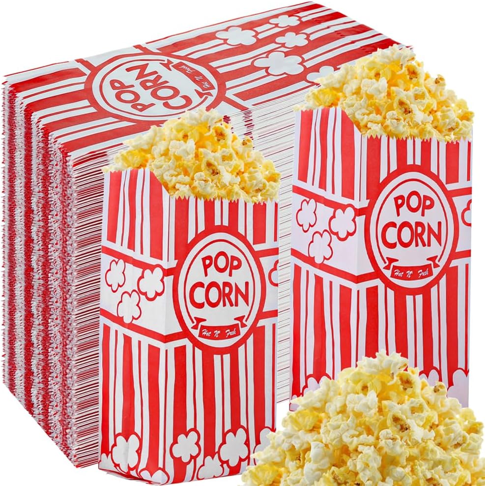 500 Pieces Paper Popcorn Bags 1 oz Small Pop Corner Bags Individual Servings for Popcorn Machine Christmas Party Disposable Pop Corn Storage Bag Bulk
