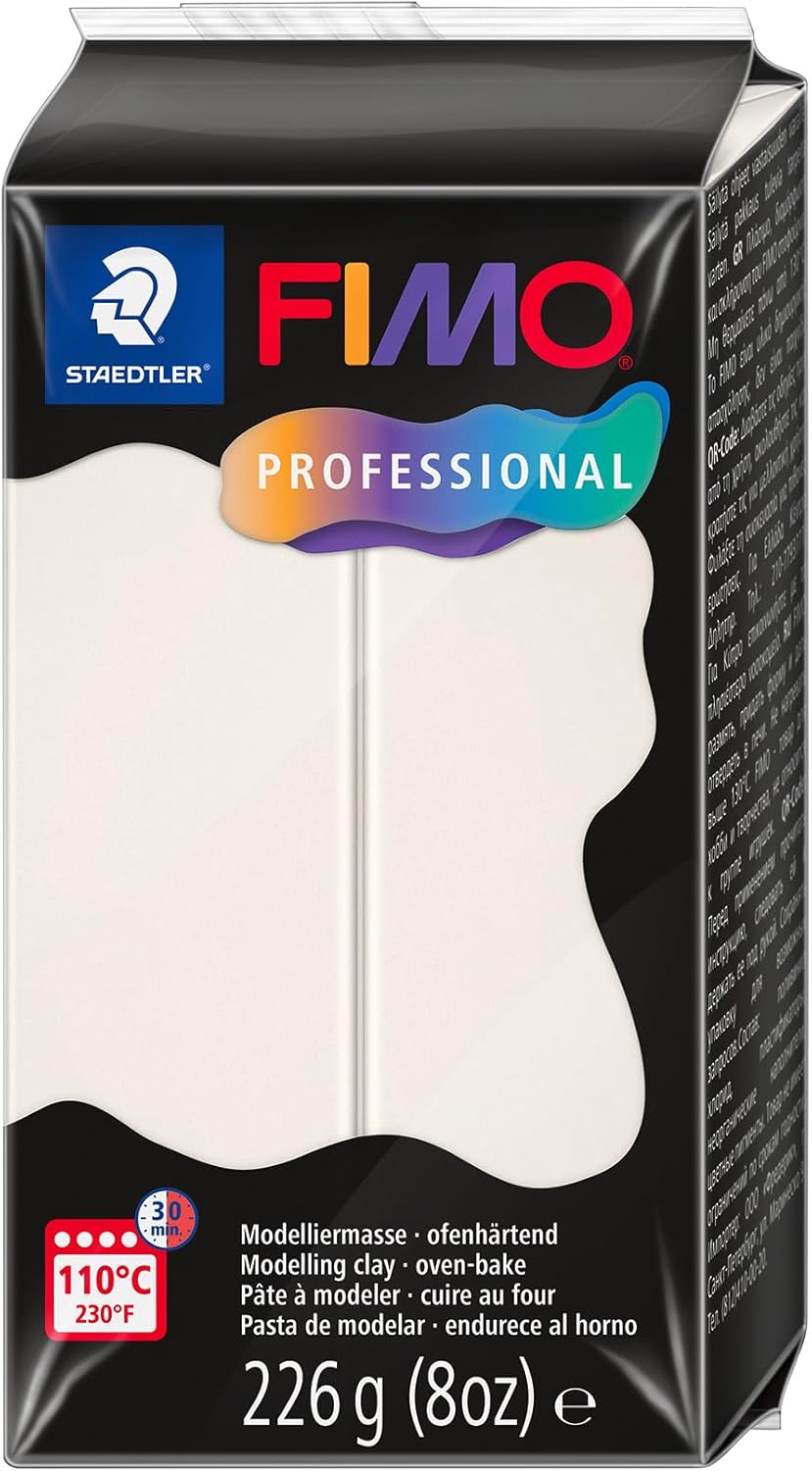 STAEDTLER Polymer Modelling Clay - FIMO Professional - Oven Bake Clay - Porcelain, 226g - 1 Block, 8042-03