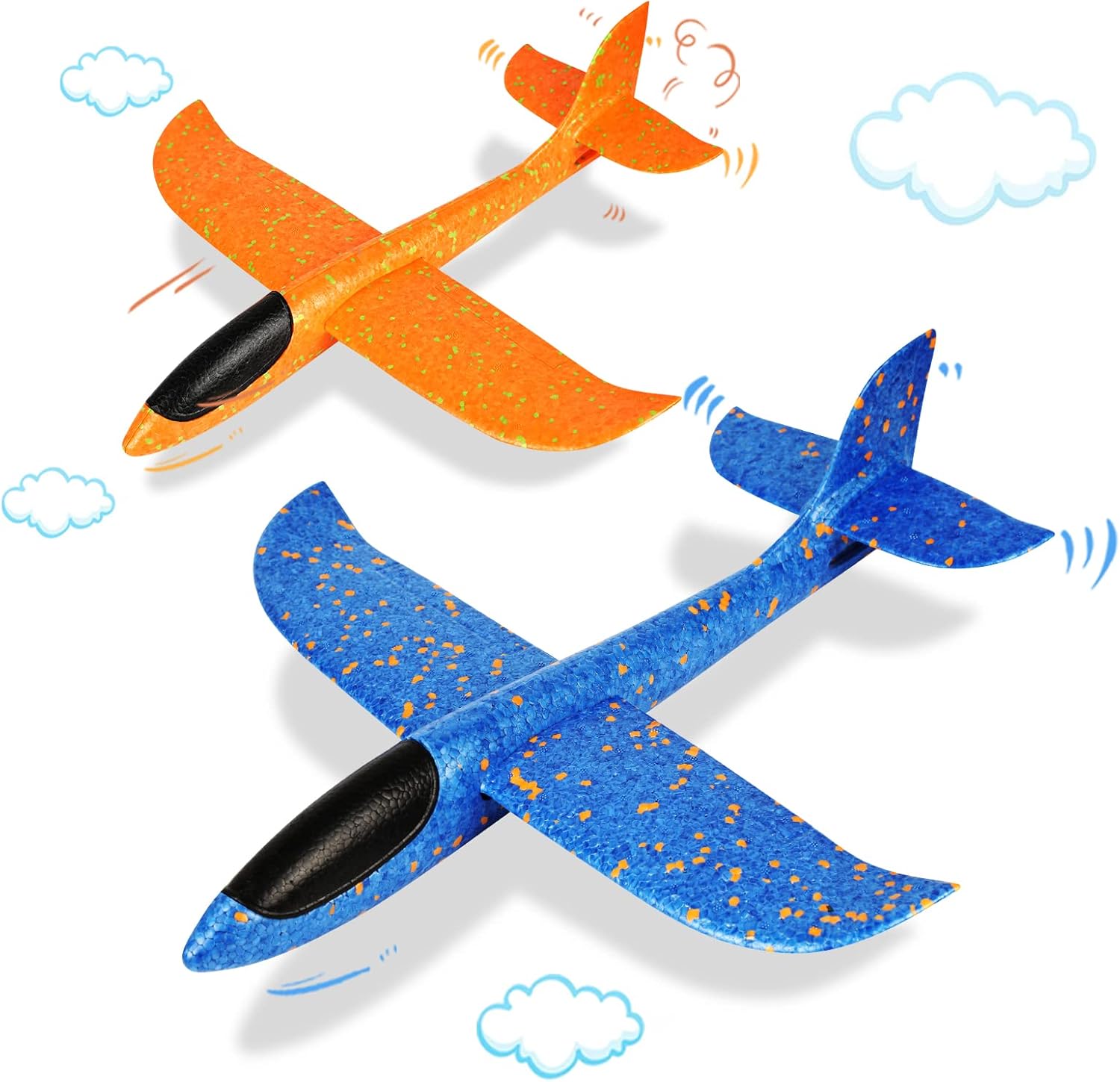 VCOSTORE Foam Gliders Plane For Kids, 2 Pcs Large Airplane Toy Polystyrene Aeroplane Toys Flying Gliders, Manual,EEP,Inertia and Durable Suitable for Family Outdoor Sport