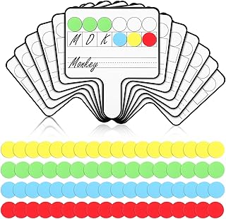 Seajan 12 Pcs Paddle Set Education Dry Erase Double Side Handheld Answer Board with Magnetic Counters Discs Phonemic Awareness Phonics Games Toy for Students Kids Teaching (Classic Color)