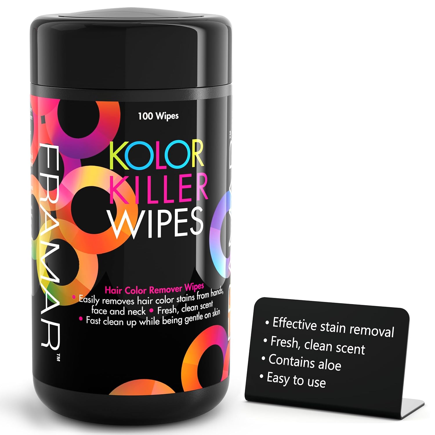 Framar Kolor Killer Wipes – Hair Dye Remover For Skin, Hair Color Remover For Dyed Hair, Gentle on Skin, Pleasant Scent – Wipes Dispenser of 100