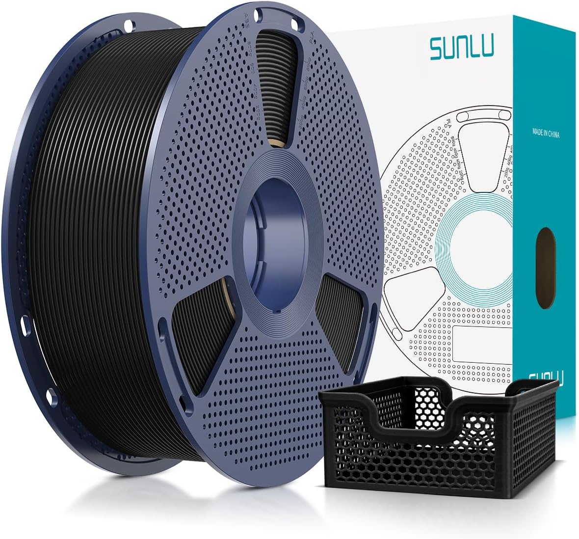 SUNLU Hyper PLA Plus 2.0 Filament Black 1KG, Upgraded PLA+ Filament 1.75mm | 50-600mm/s High Speed Printing, Tougher and Stronger 3D Printer Filament, Neatly Wound, Dimensional Accuracy +/-0.02mm