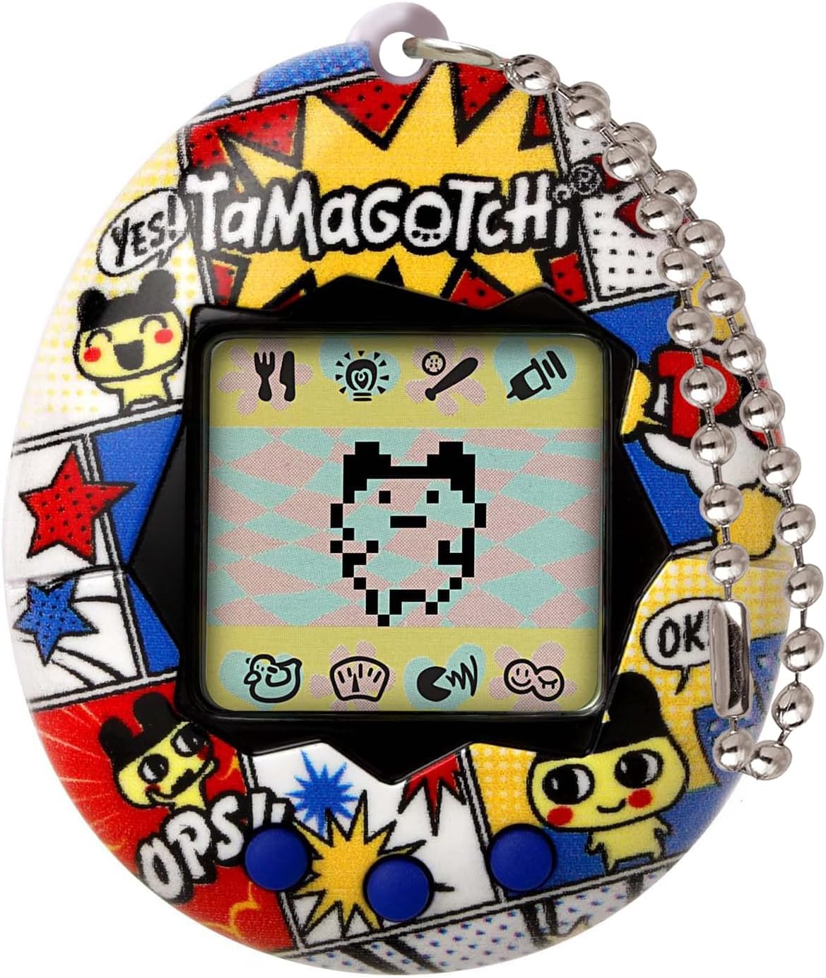 TAMAGOTCHI Bandai Original Comic Strip Shell Original Cyber Pet 90s Adults and Kids Toy with Chain Retro Virtual Pets are Great Boys and Girls Toys or Gifts for Ages 8+