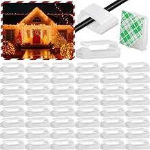 Hicarer 100 Pcs Adhesive Cable Clips Hooks for Outdoor String Lights Clips Wire Clips Cable Management Wire Cord Holder for Hanging Christmas Light Wall Desk Car Home Office(Small,White)