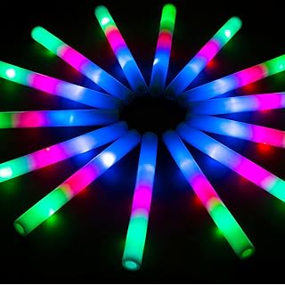 SHQDD240 Pack Giant LED Foam Sticks, Glow Stick Bulk Party Pack with 3 Modes Colorful Flashing, Glow in the Dark Party Supplies for Wedding, Raves, Concert, Party, Camping