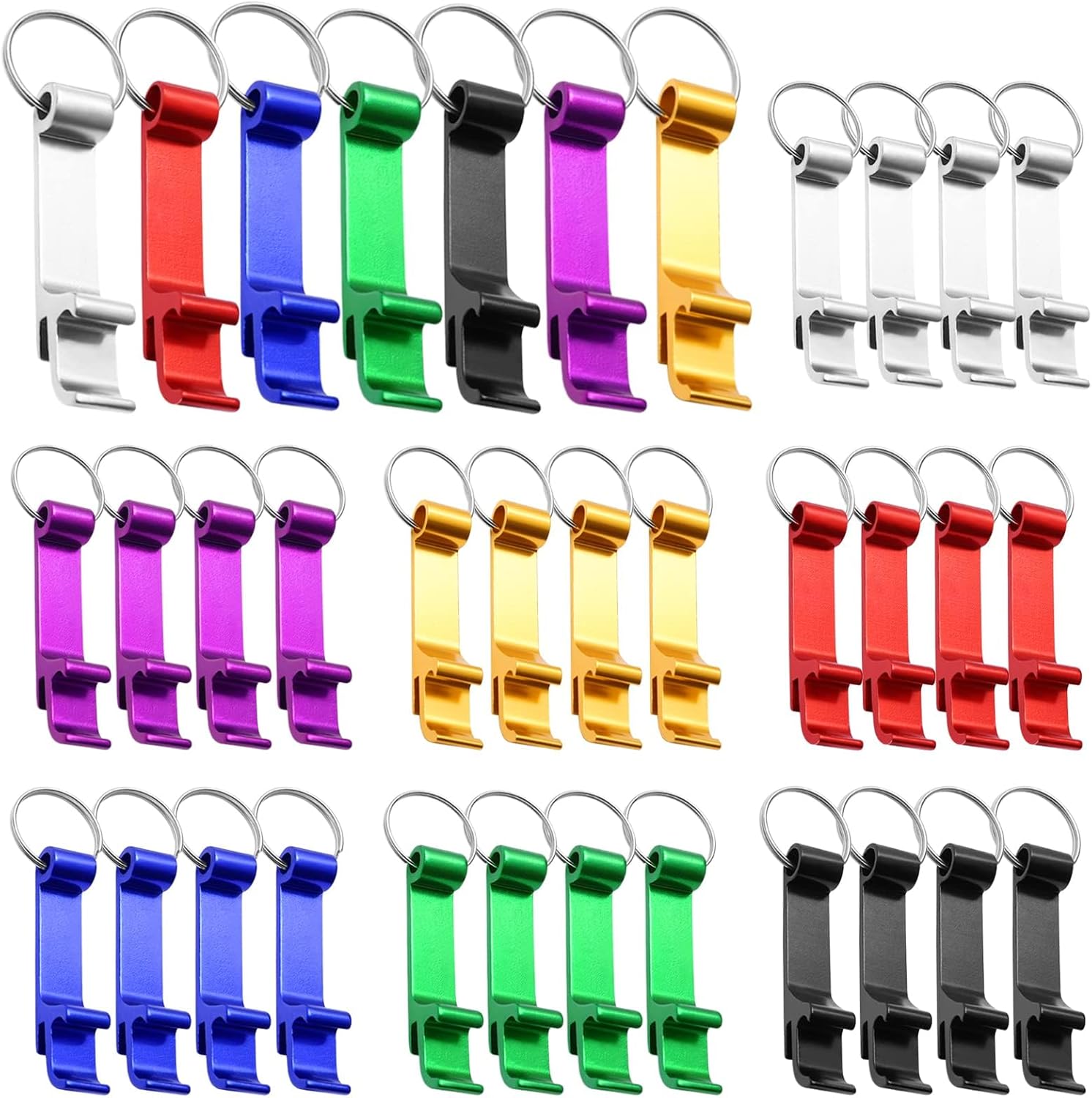 35 Pcs Bottle Opener Keyring, Aluminum Claw Bar Keyring Bottle Openers Pocket Beer Bottle Openers with Keychain Soda Beverage Beer Bottle Opener, 7 Colours