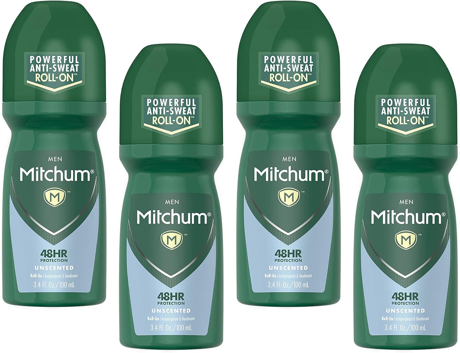 Mitchum Invisible Anti-Perspirant & Deodorant Roll-On, Unscented 3.4 oz (Pack of 4)
