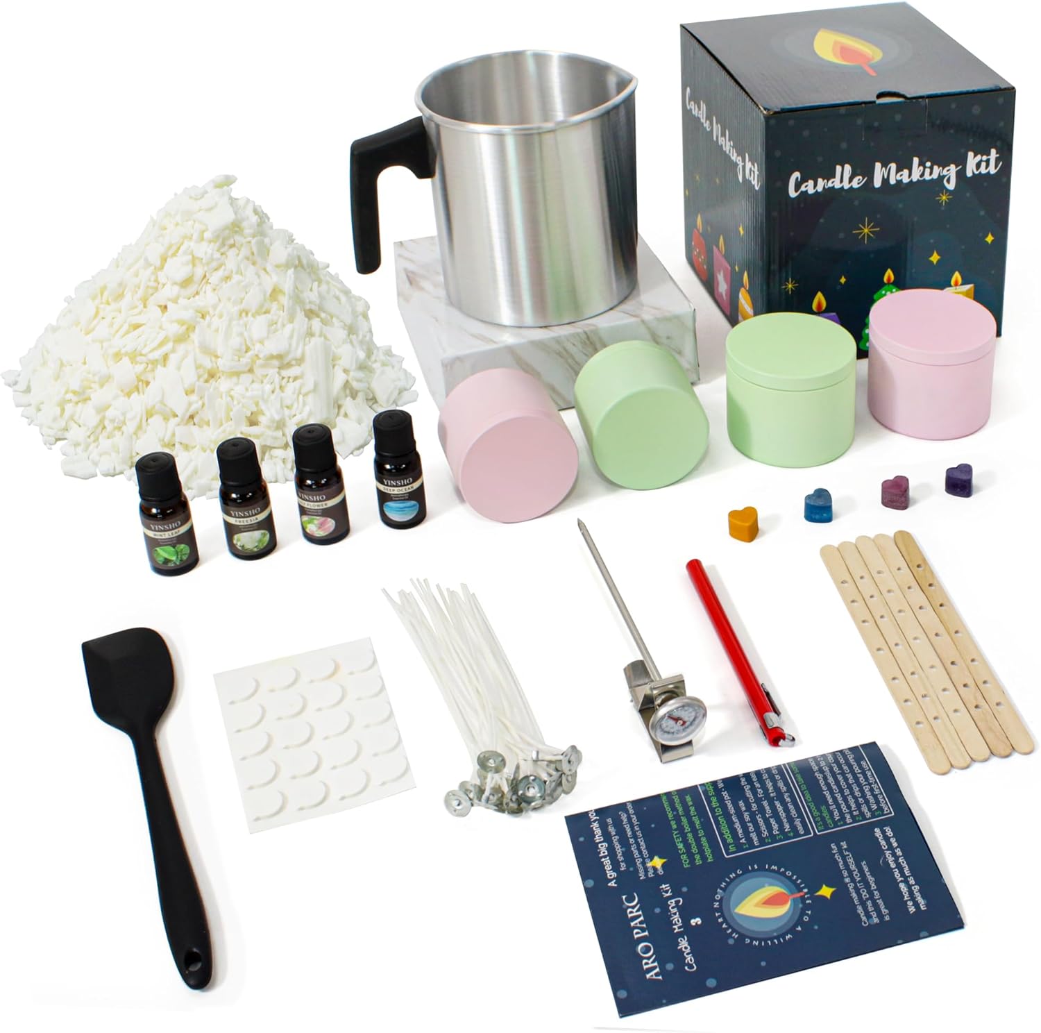 Julwshiper Complete Candle Making Kit with Wax Pot, Candle Making Supplies for Adult Beginners and Professional, DIY Craft Tools Including Essential Oil, Dye, Soy Wax, Wicks, Candle Jars