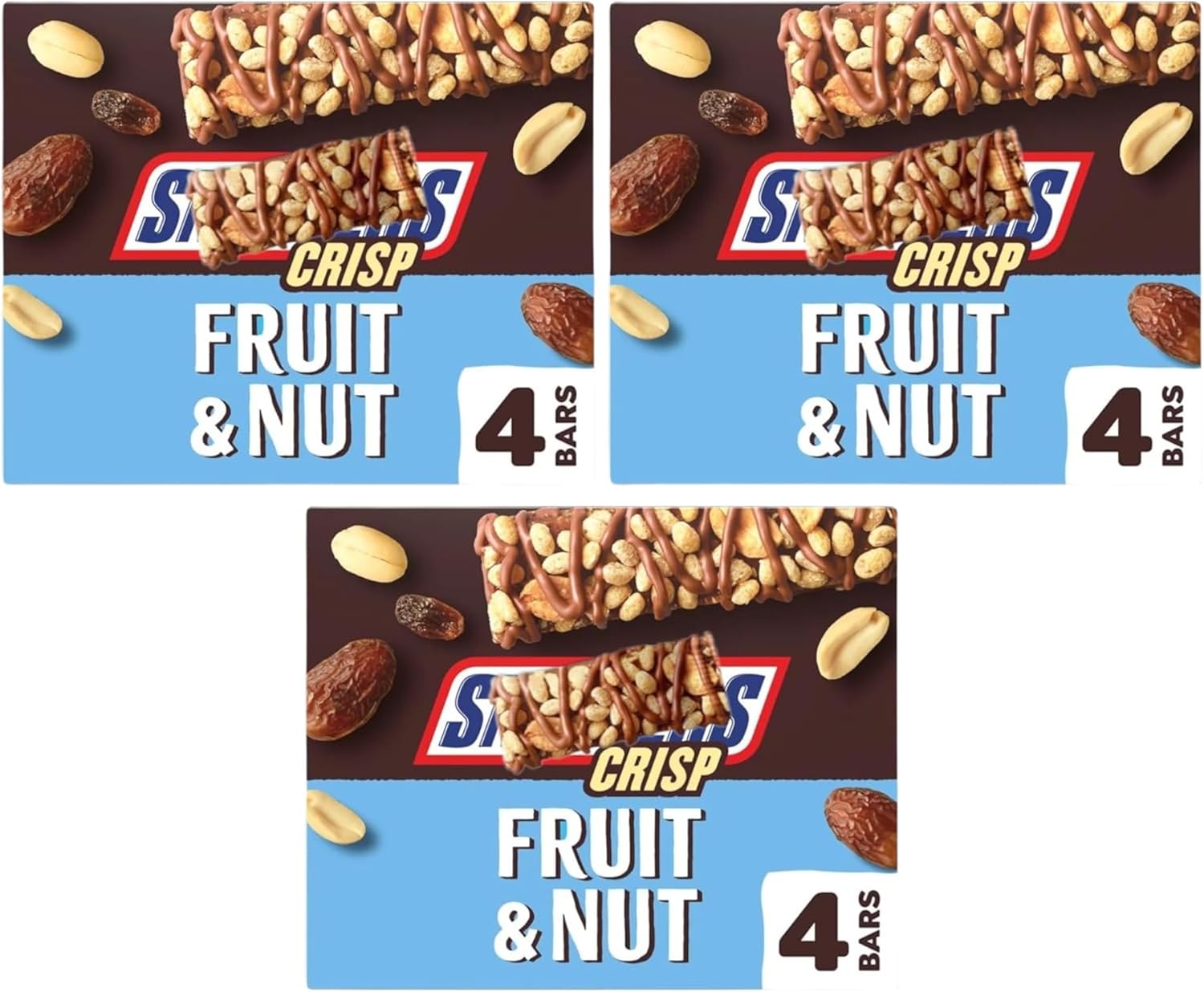 Chocolate Bundle With Snicker Crisp Fruit & Nut Chocolate Bar 4x32g (3 Pack)