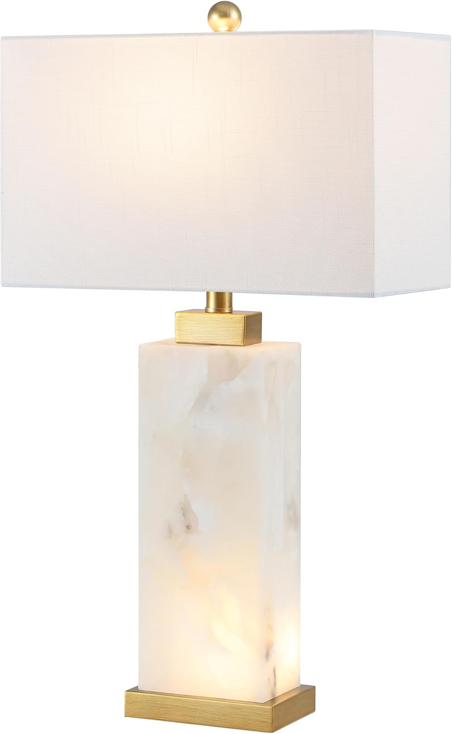 JONATHAN Y JYL6201A Elizabeth 27.5" Alabaster LED Table Lamp Coastal Contemporary Bedside Desk Nightstand Lamp for Bedroom Living Room Office College Bookcase LED Bulb Included, White/Gold Leaf