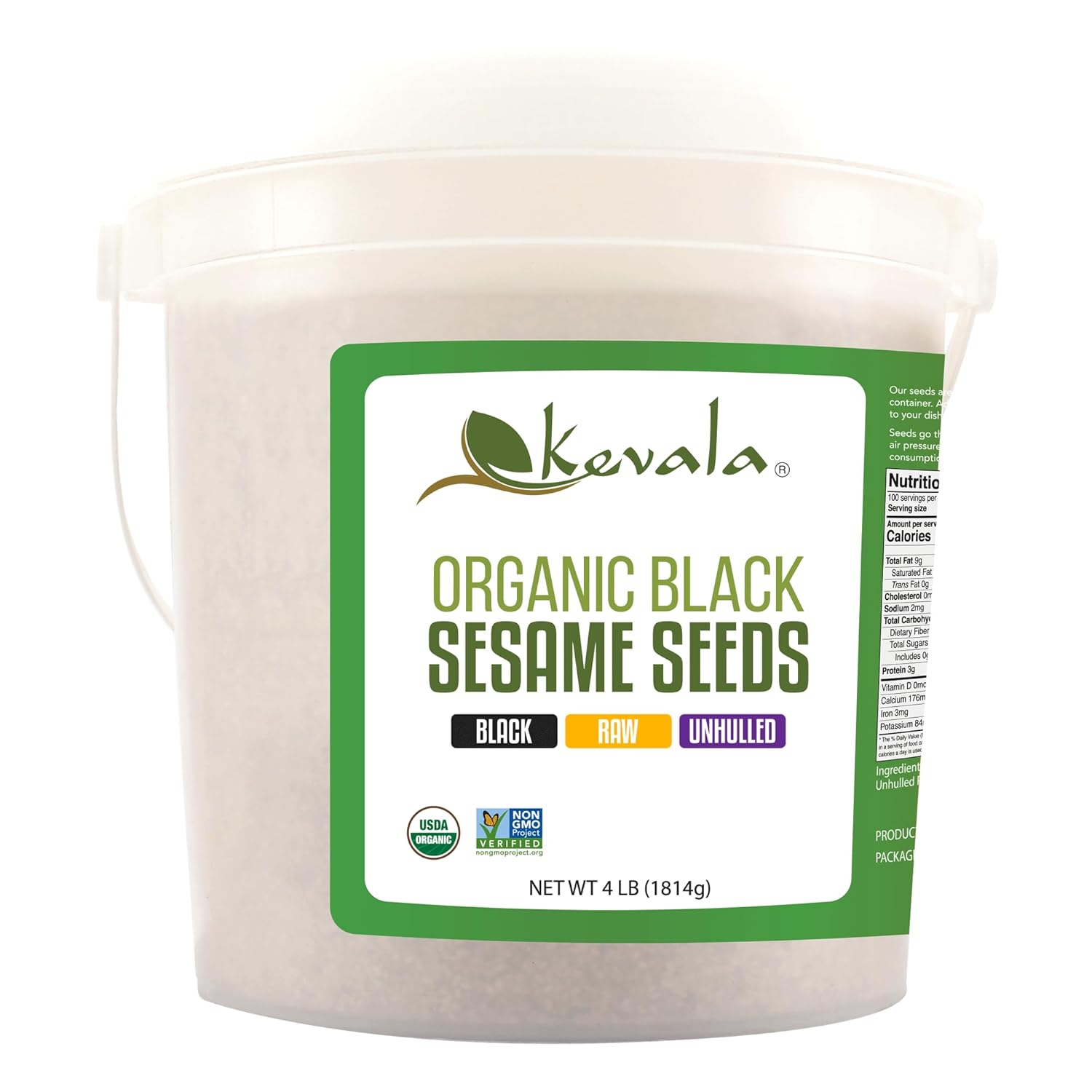 Organic Raw Black Sesame Seeds (Unhulled) - Gluten Free Topping with a Nutty Flavor, Made to Meet Professional Chef Standards, Used as a Healthy Snack or in Baking and Cooking, 4 lb