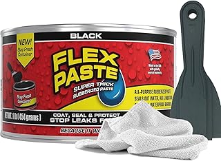 Flex Seal Black Flex Paste 1lb | Leak Repair Bundle with Putty Knife Set + Daley Mint Cleaning Towel | Quickly DIY Repair & Fill Gaps, Holes, Cracks