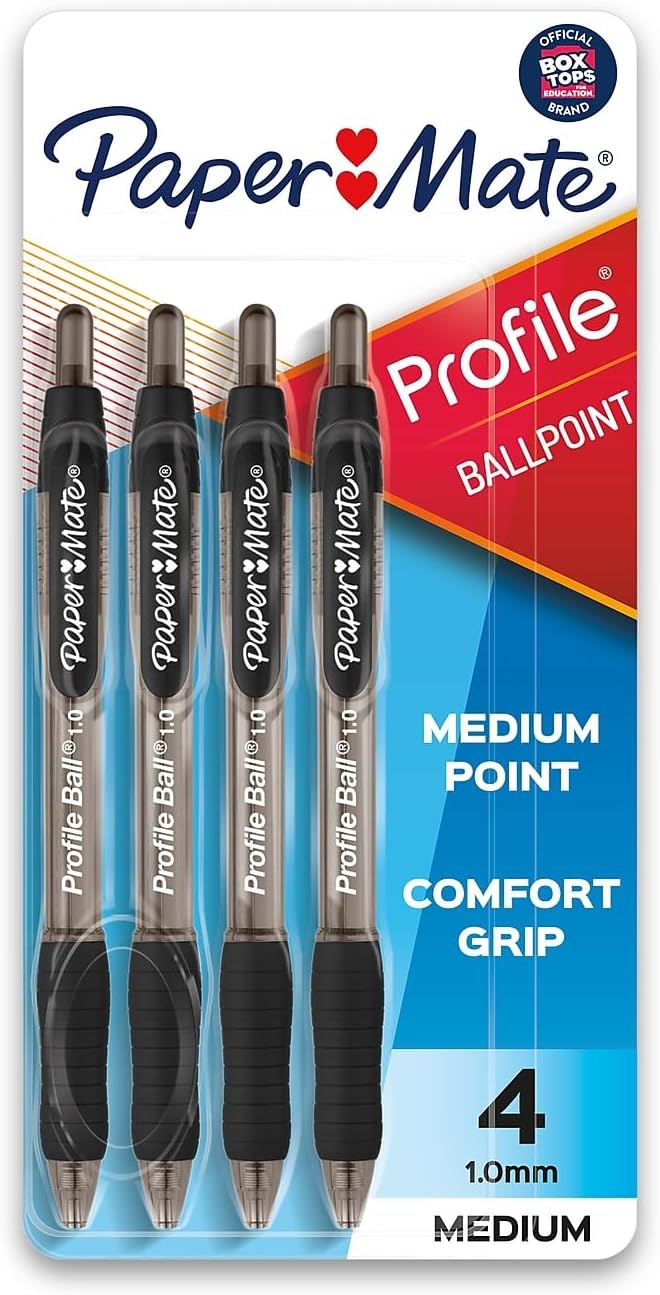Paper Mate Profile Retractable Ballpoint Pen, 4/Pack