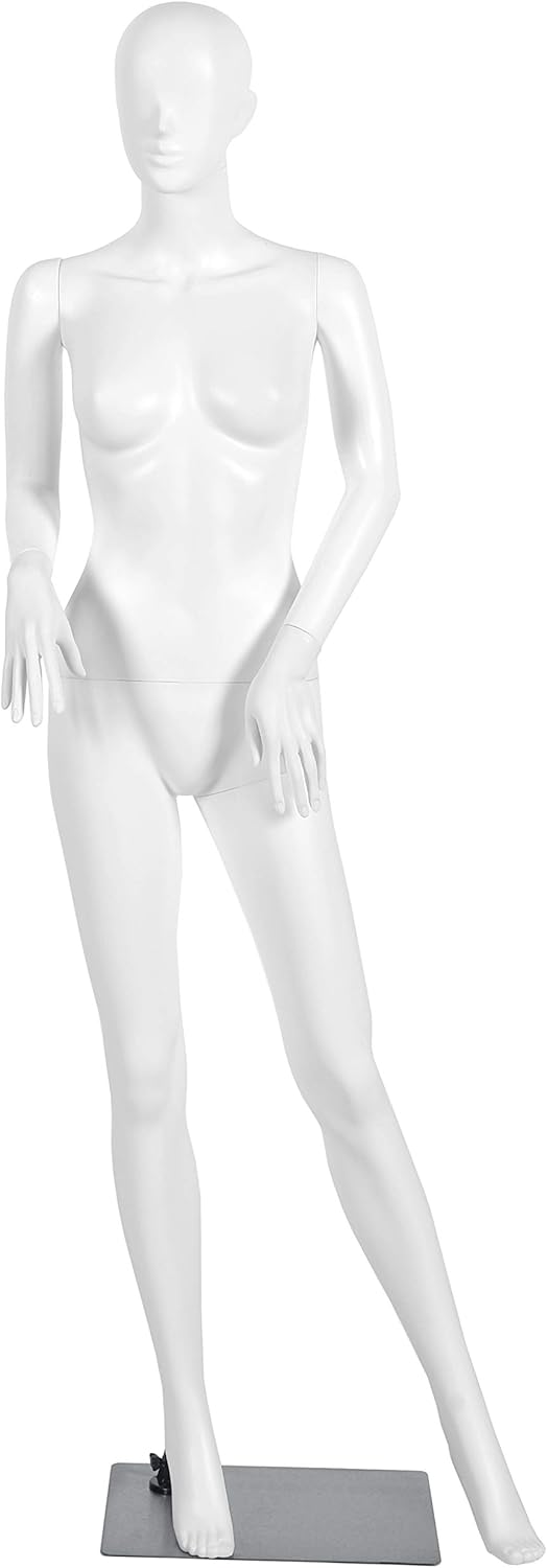 TANGZON 177cm Female Mannequin Full Body Manikin, Head and Arms Rotatable, Clothes Display Model with Metal Base & Calf Pin, for Shop Window Dressmaker