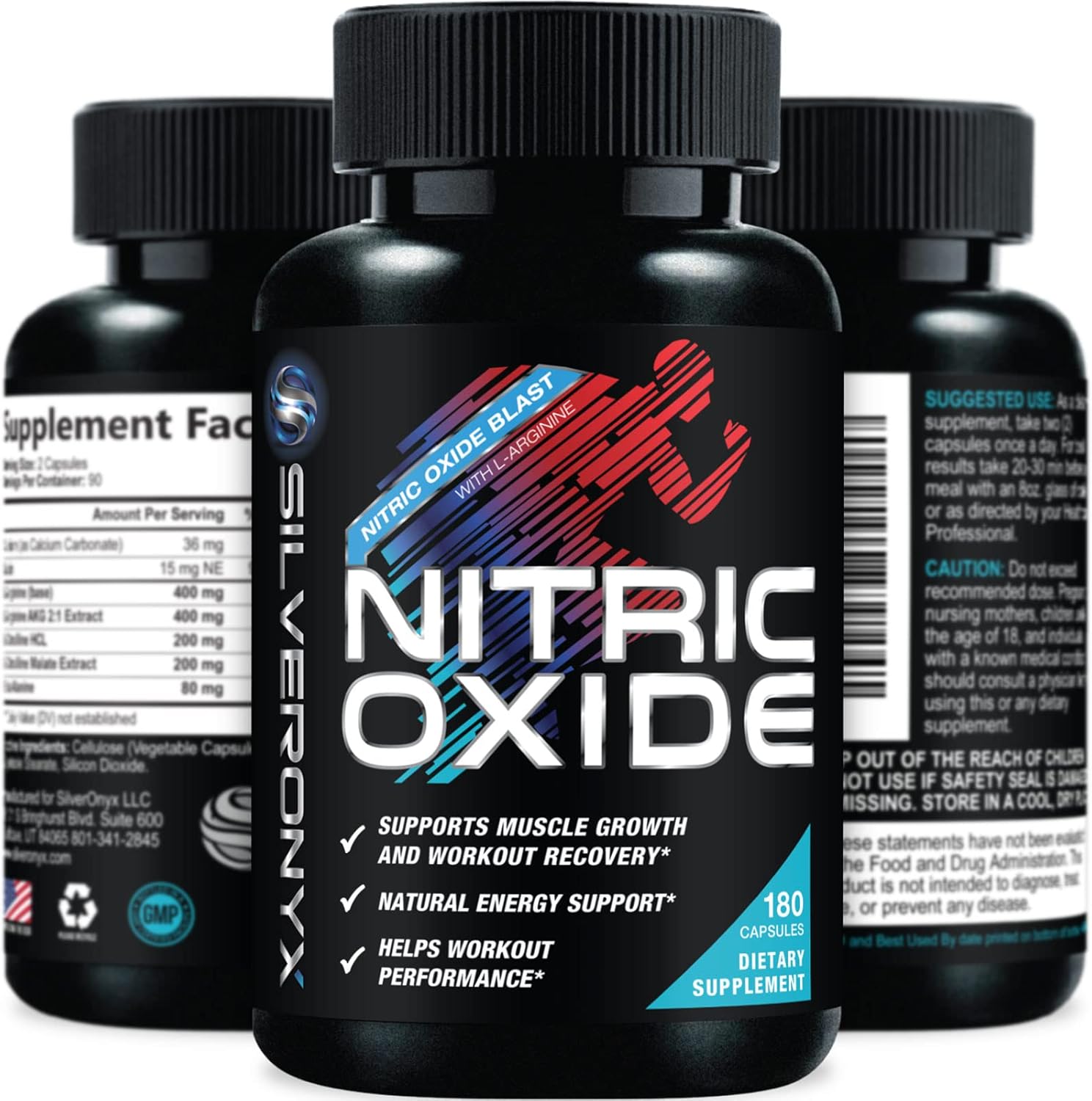 Extra Strength Nitric Oxide Supplement 3X Strength L Arginine, Citrulline Malate, AAKG, Beta Alanine - Premium Muscle Supporting Nitric Booster - Natural Energy & Heart Health Support - 180 Capsules