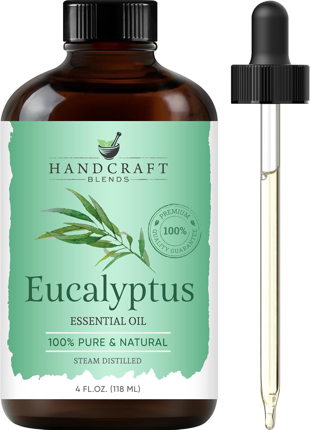 Handcraft Blends Eucalyptus Essential Oil - Huge 118 ml - 100% Pure and Natural - Premium Grade with Glass Dropper