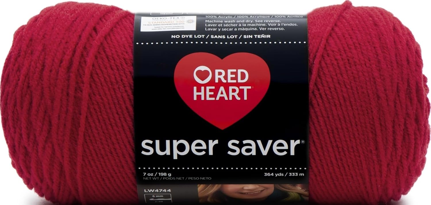 Red Heart Super Saver Yarn for Crocheting & Knitting, Cherry Red, Single