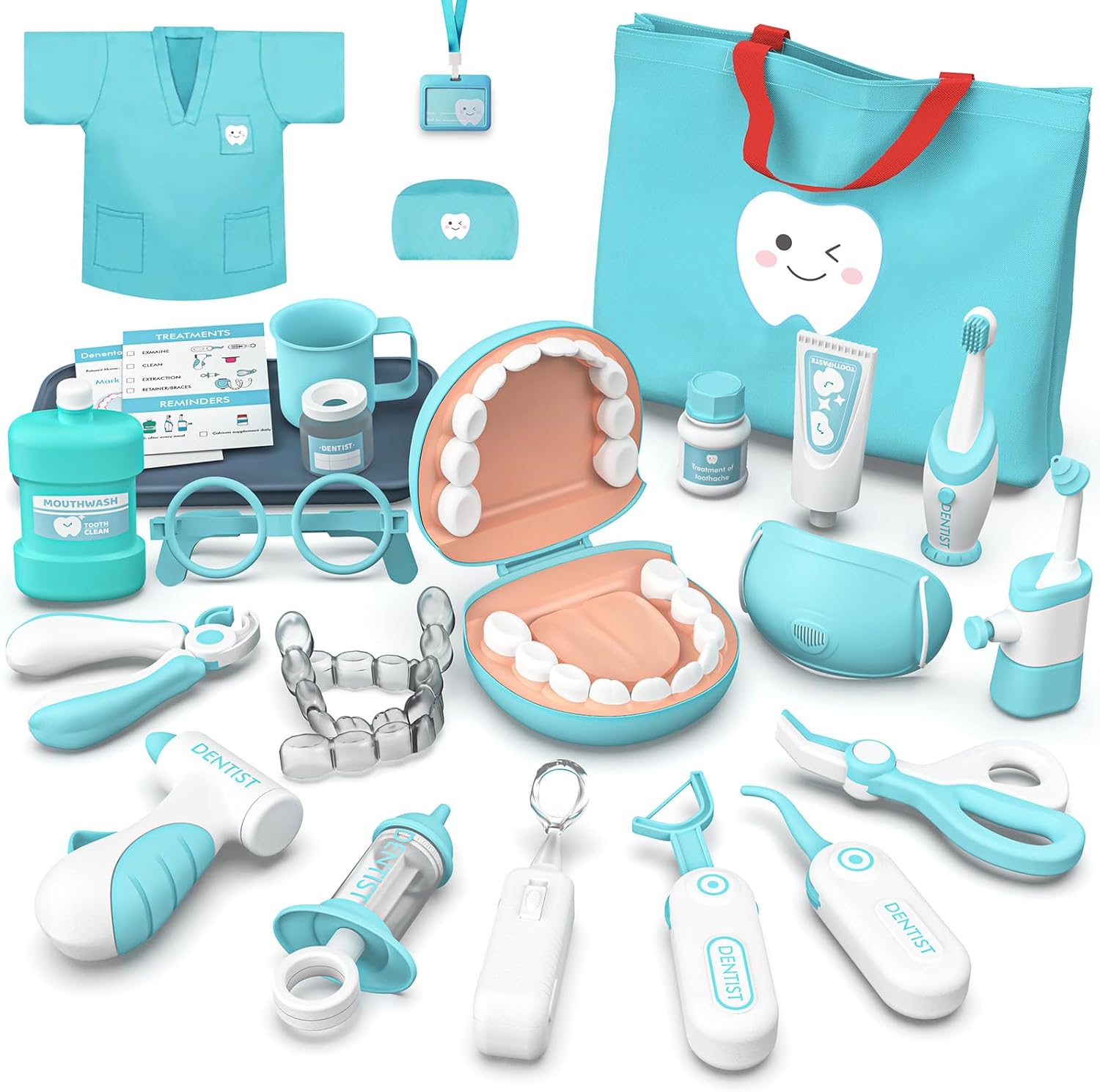 Dentist Toys for Kids - Doctor Role Play Set for Toddlers 3-5, Dental Kit Toy Gifts for 3 4 Year Old Girls, Montessori Toys Playset Medical Kits for Boys Kids