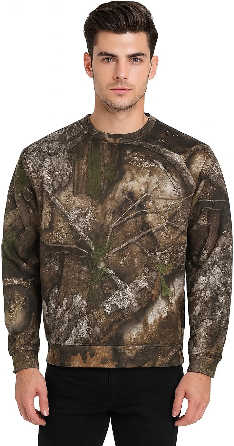 Realtree APX Camouflage Crewneck Pullover Sweatshirt Premium Dura Polyester Fleece Performance for Men and Women