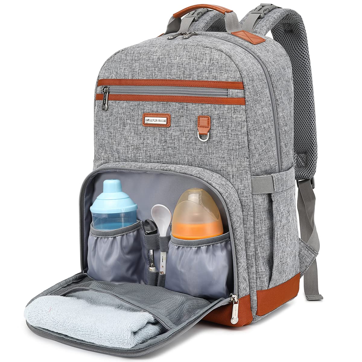 Diaper Bag Backpack, Diaper Bag for Baby,Large Capacity with Insulated Pockets Multifunctional Baby Bags Backpack for Girls Boys Waterproof Diaper Bags for Mama Maternity Travel BagGrey