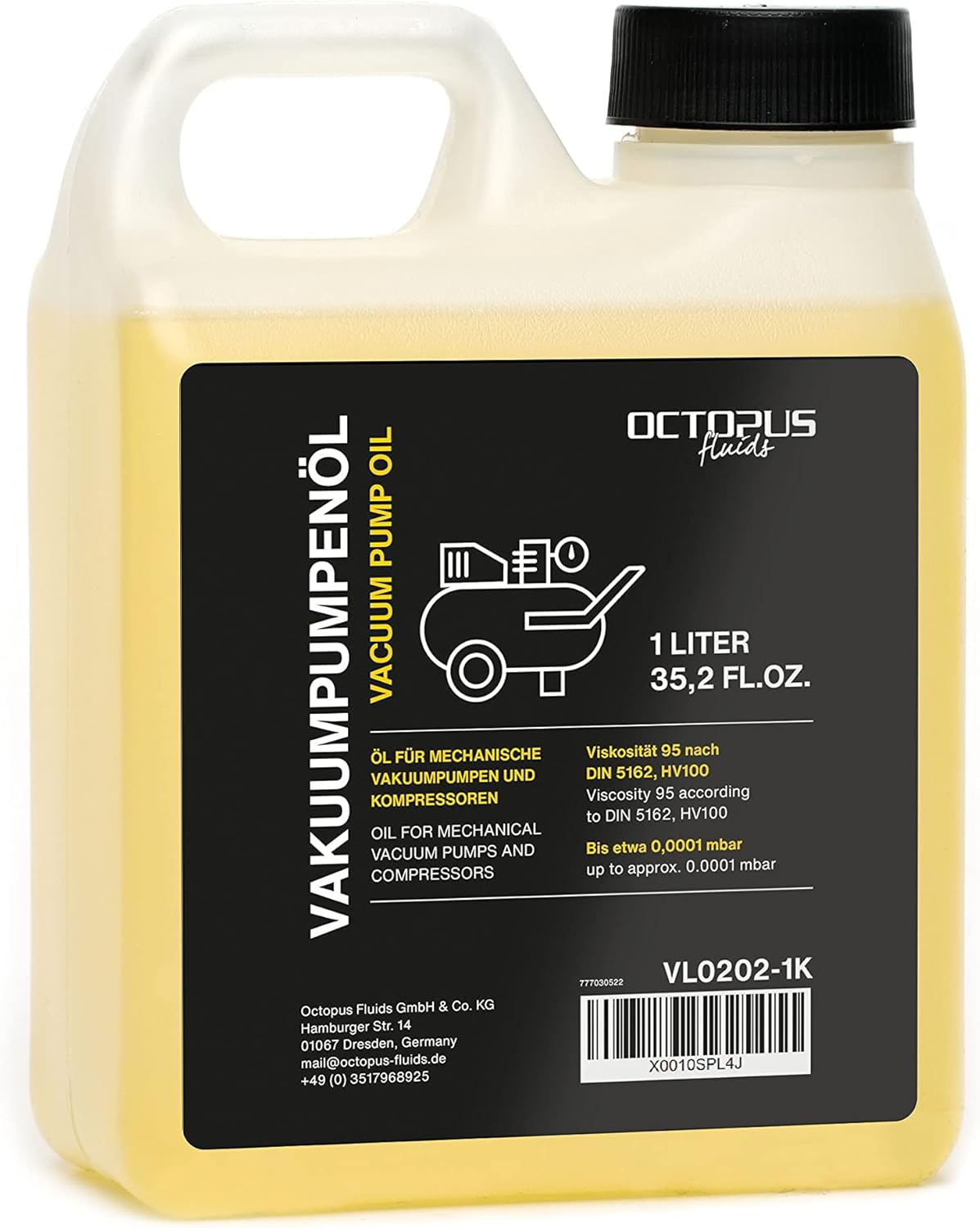 Octopus 1000 ml Vacuum oil 1 liter pump Compressor oil HV100 Machine