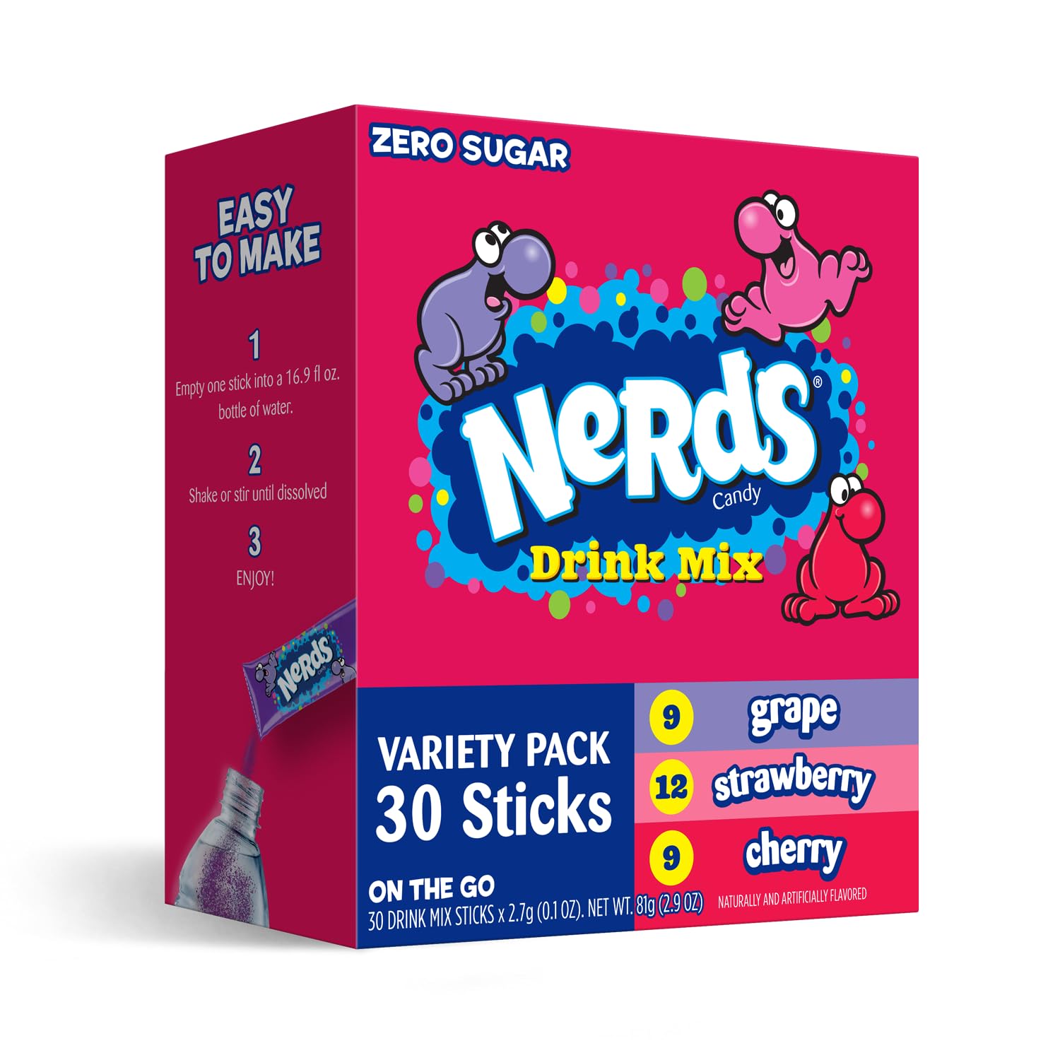 Juicy Mixes Nerds, Variety – Powder Drink Mix, Delicious hydration, Makes 30 Drinks