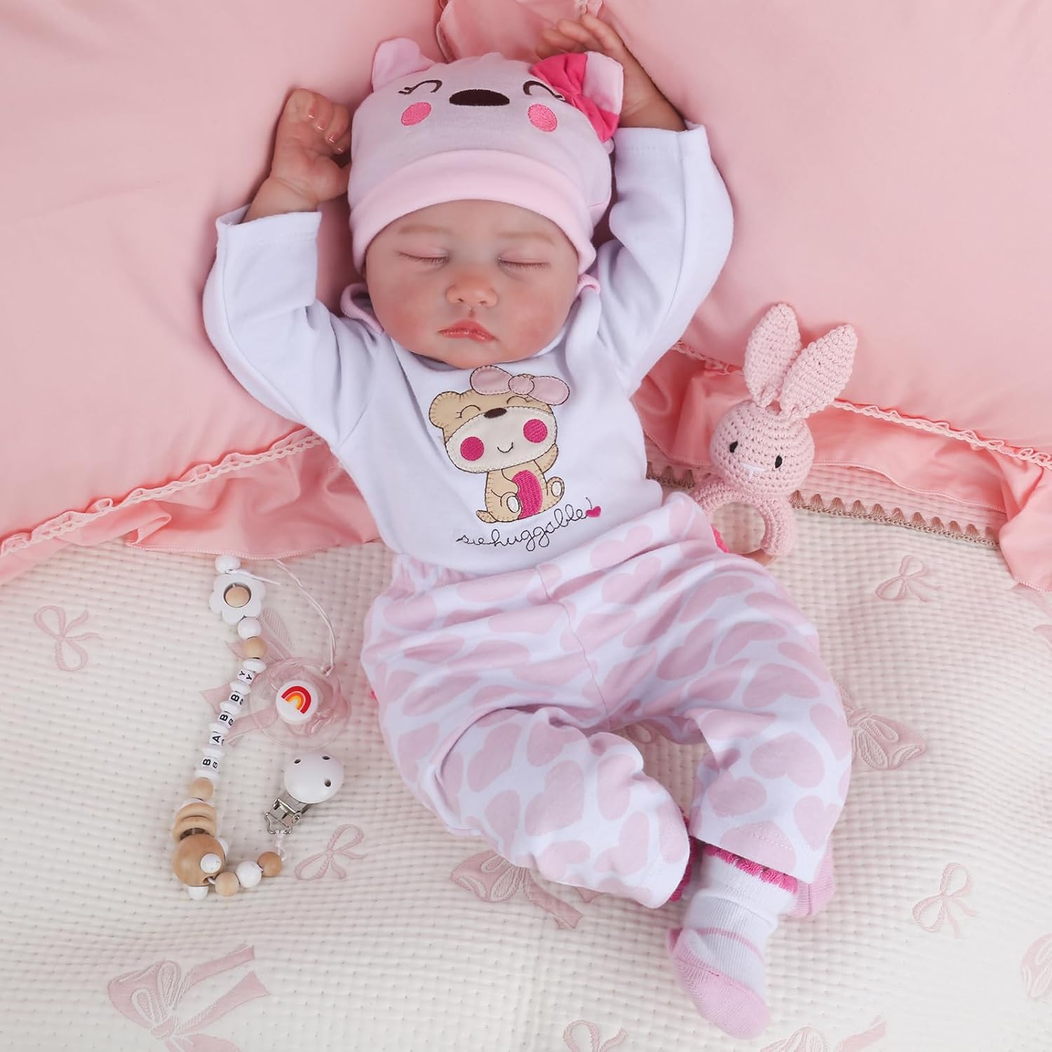 Reborn Baby Dolls Girl - 22 Inch Soft Cloth Body Newborn Girl Doll, Realistic Sleeping Baby Doll That Look Real for Kids Age 3+