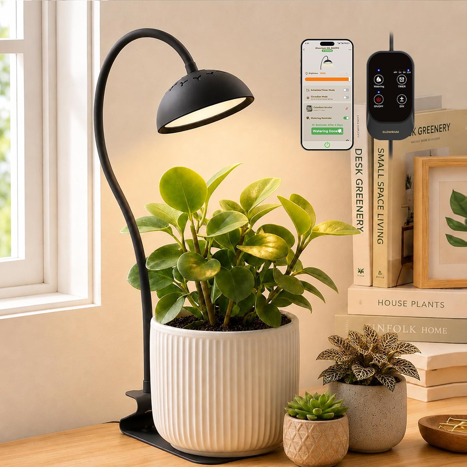 GLOWRIUM Smart Grow Lights for Indoor Plants,Full Spectrum Desk Plant Light