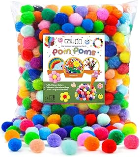 Caydo 400 Pieces 1 Inch 20 Colors Pompoms Arts and Crafts Pom Poms Balls for Hobby Supplies and Creative Craft DIY Material