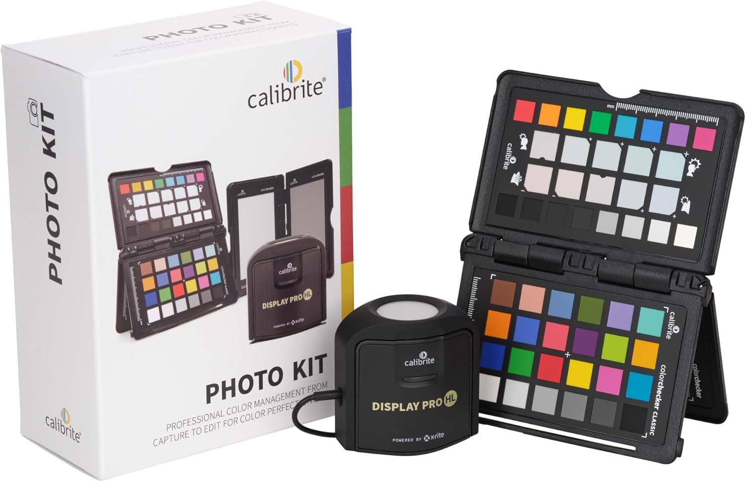 Calibrite Photo Kit w/Display Pro HL Monitor Calibration Colorimeter w/ColorChecker Passport Photo 2, Capture to Edit Color Workflow for RAW, Custom Camera Profiles, White Balance, Accurate Displays