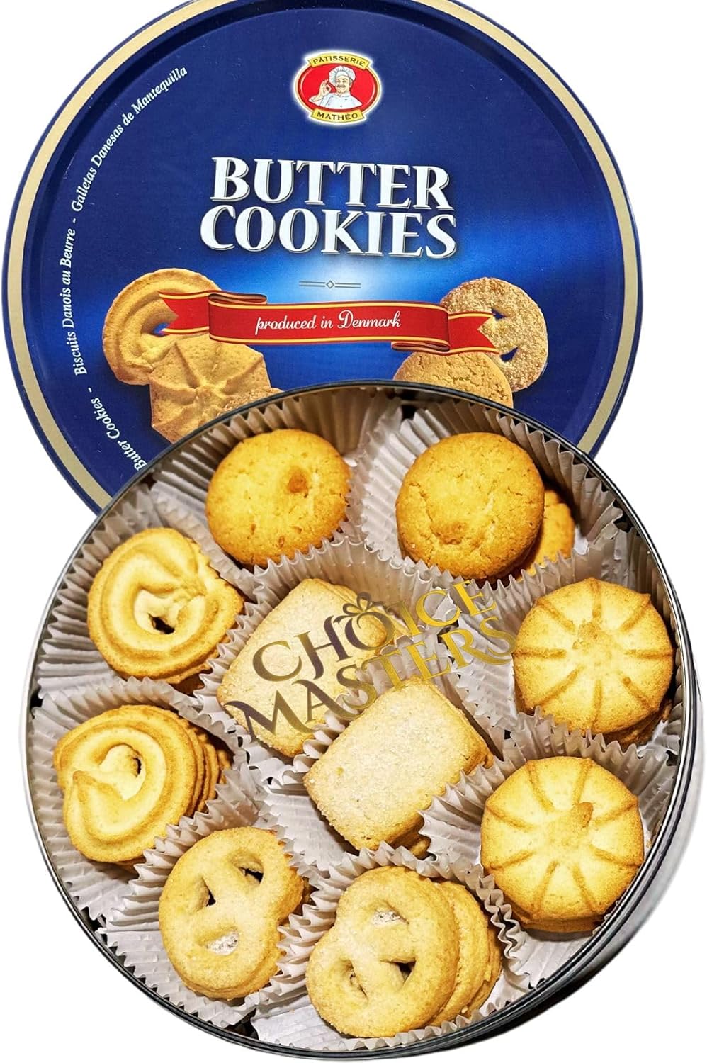 Danish Butter Cookies - Gift - Danish Butter Cookies Biscuits in Reusable Tin - 454g (16 Ounce) - Great Gift For Valentine, Mother's Day, Enjoy With Tea, Coffee, Wine (Original Design)