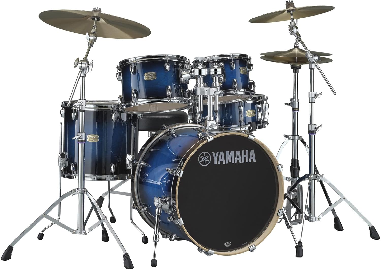 Yamaha Stage Custom Birch 5pc Shell Pack with a 20" Kick 14” Snare Drum in Deep Blue Sunburst for Students and Working Drummers (SBP0F50DUS)