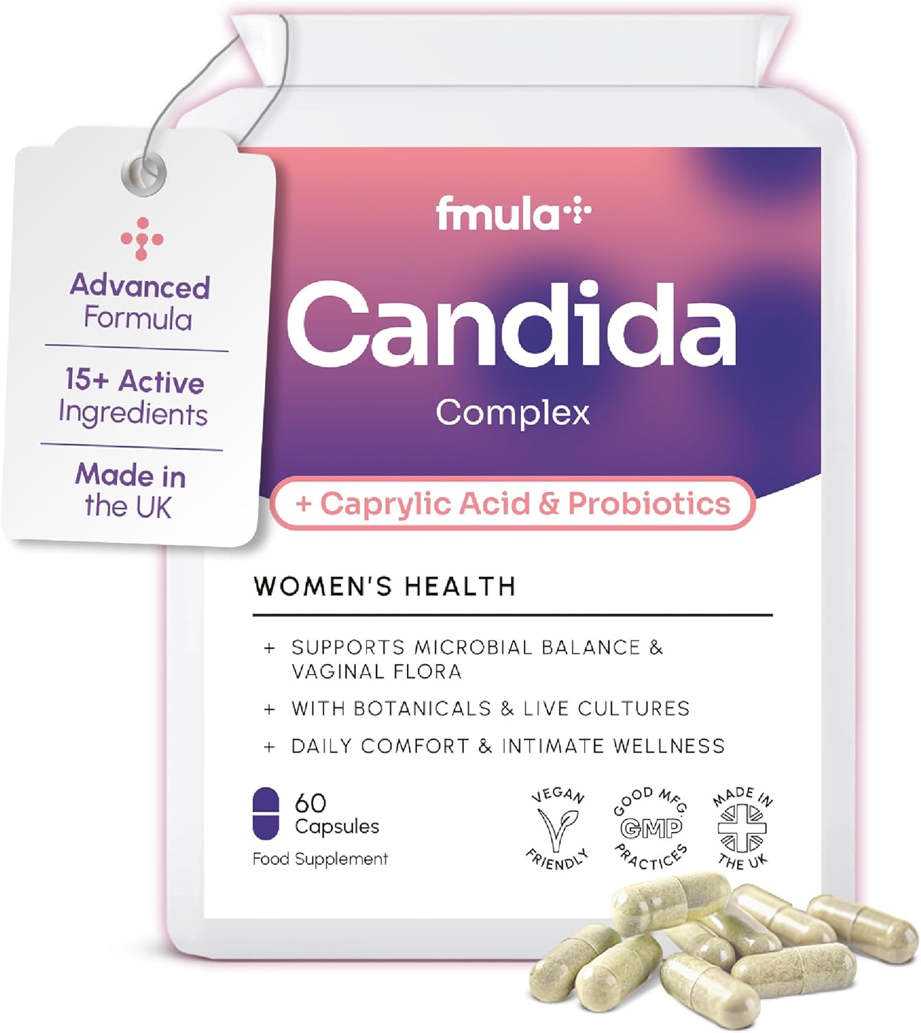 Candida Support Supplement | Powerful Yeast Balance & Vaginal Probiotics for Women Health | Candida Cleanse for Thrush and Yeast Infections with Live Bacteria & Botanical Extracts | Vegan Capsules