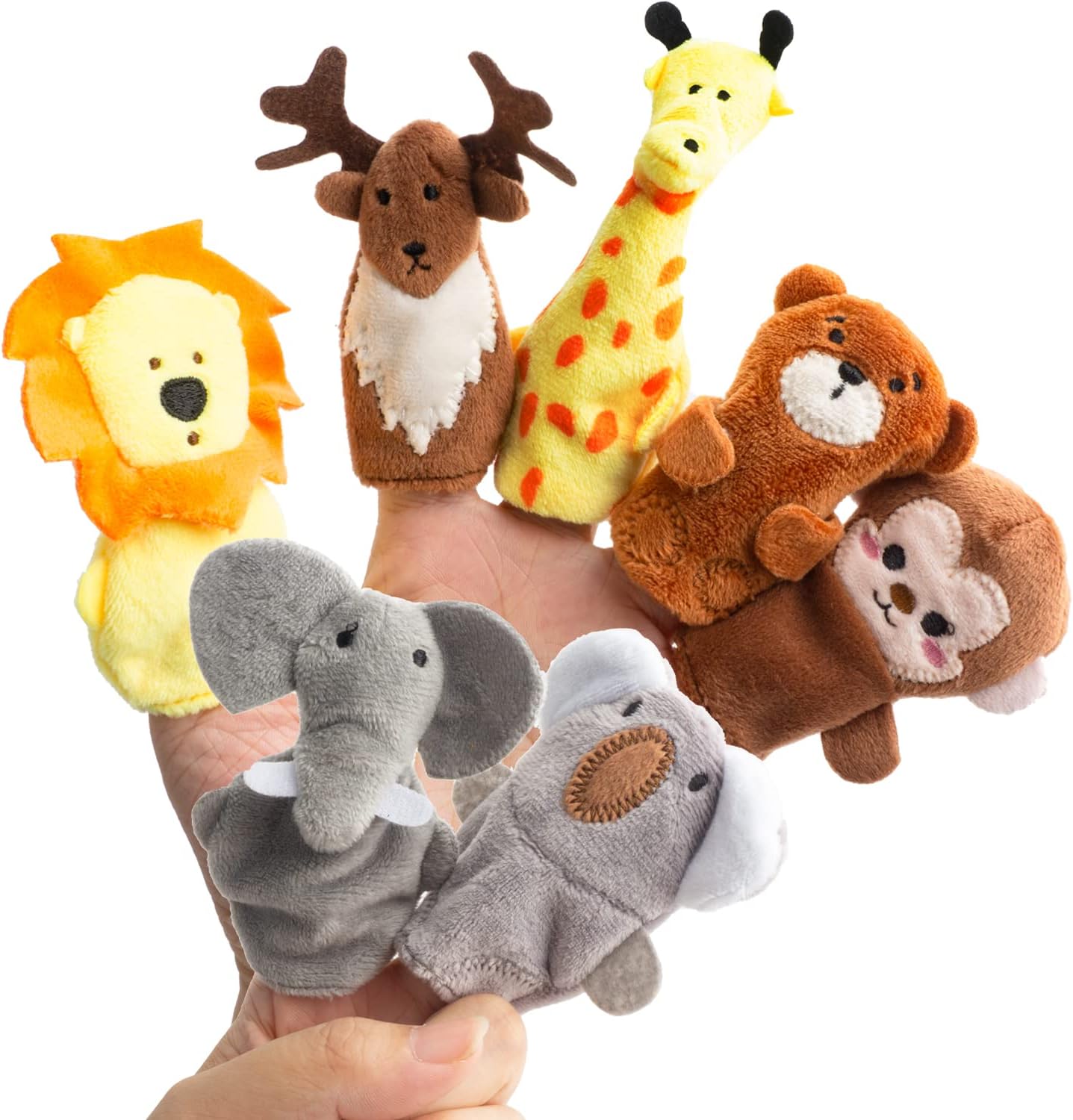 7 Pieces Animal Finger Puppets Cute Soft Wild Animals Finger Doll Props Figures Novelty Toys Gift for Kids