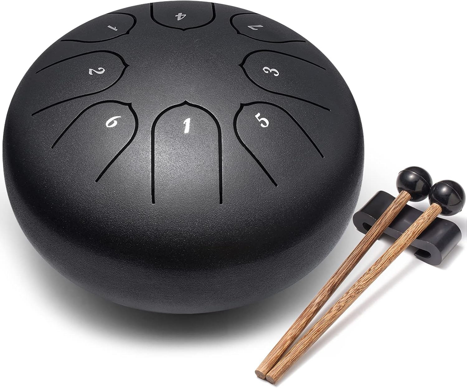 Steel Tongue Drum Percussion, 6 Inch 8 Notes Musical Instruments, Music Gifts for Family Friends (Black)