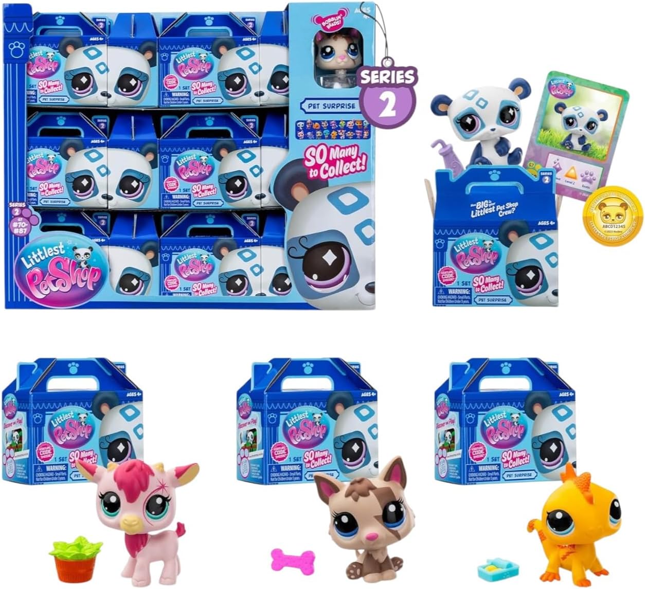 Littlest Pet Shop FULL SET OF 18 Pet Surprise Single Boxes Series 2| Each Pet Surprise Mystery Box Contains 1 LPS Mini Pet Toy 1 Accessory 1 Collector Card And 1 Virtual Code | Collectable Toys