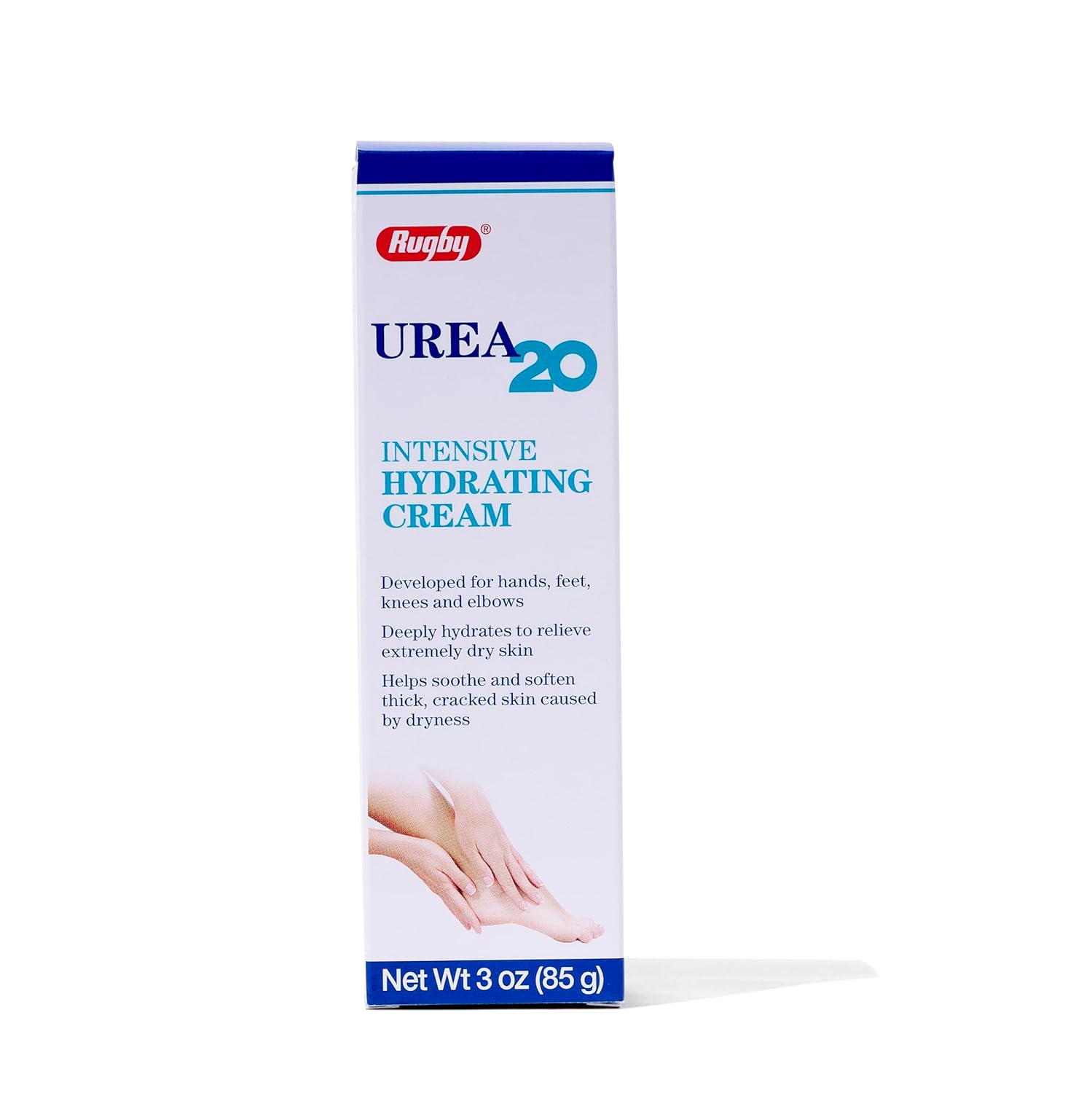 Rugby Urea 20% Intensive Hydrating Cream - Urea Cream for Feet, Hands, Knees, and Elbows - 20% Urea Intensive Strength Cream - 3 Oz