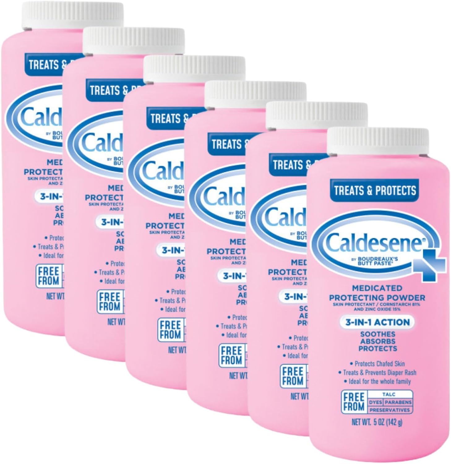 Caldesene Medicated Protecting Powder with Zinc Oxide & Cornstarch-Talc Free, 5 Ounce (6 Pack)