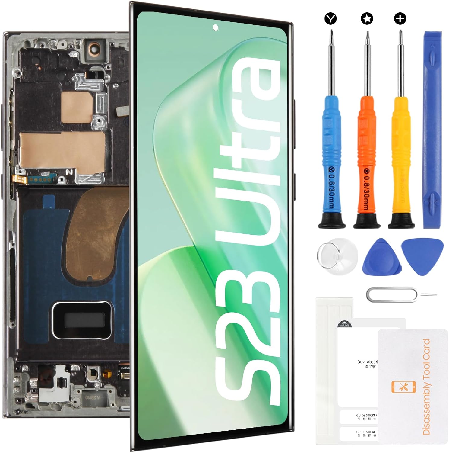 AMOLED for Samsung Galaxy S23 Ultra Screen Replacement SM-S918U S918A S918W LCD Display Touch Digitizer Assembly(Black with Frame,US Version)