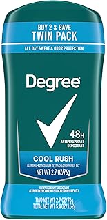 Degree Men Original Antiperspirant Deodorant Cool Rush Twin Pack 48-Hour Sweat & Odor Protection Antiperspirant For Men 2.7 oz