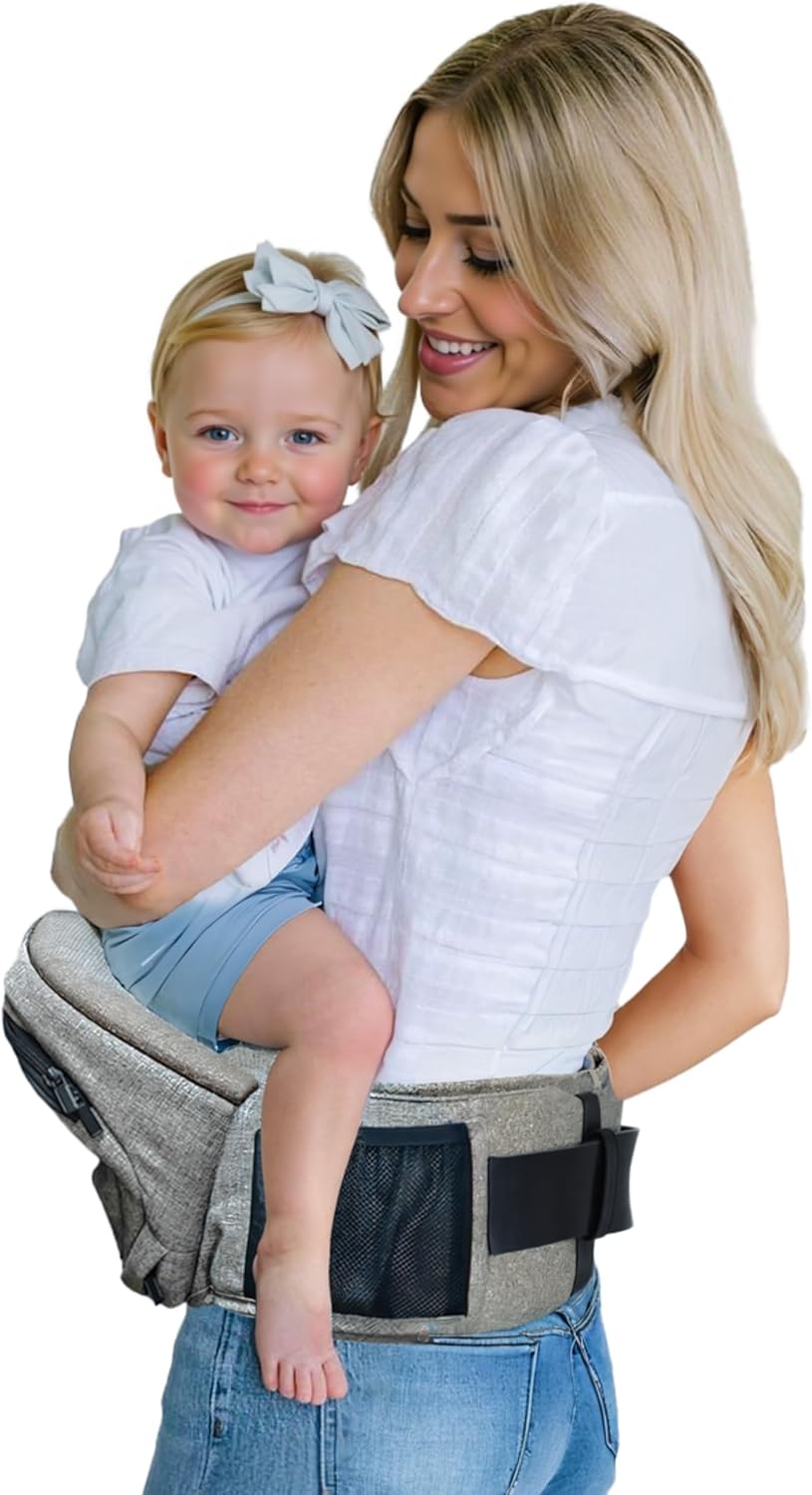 Pandanling - Baby Hip Seat Carrier with Extender - Mom's Choice Award Winner, Safety Certified Baby Hip Carrier, Ergonomic Carrier for Newborns & Toddlers 3-20 kg (Grey)