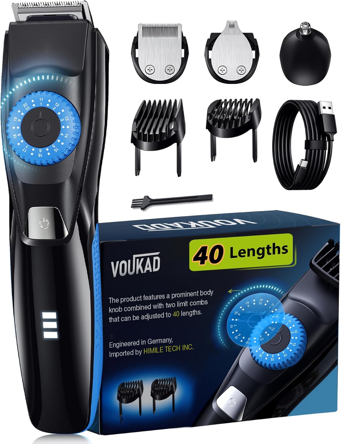 40 Precisions Electric Beard Trimmer for Men, Mens Grooming Trimmer for Beard, Mustache, Face, Body and Ear Hair, Multi-Series Clipper, Waterproof, USB C Charging, Soft Pouch - Upgraded Version