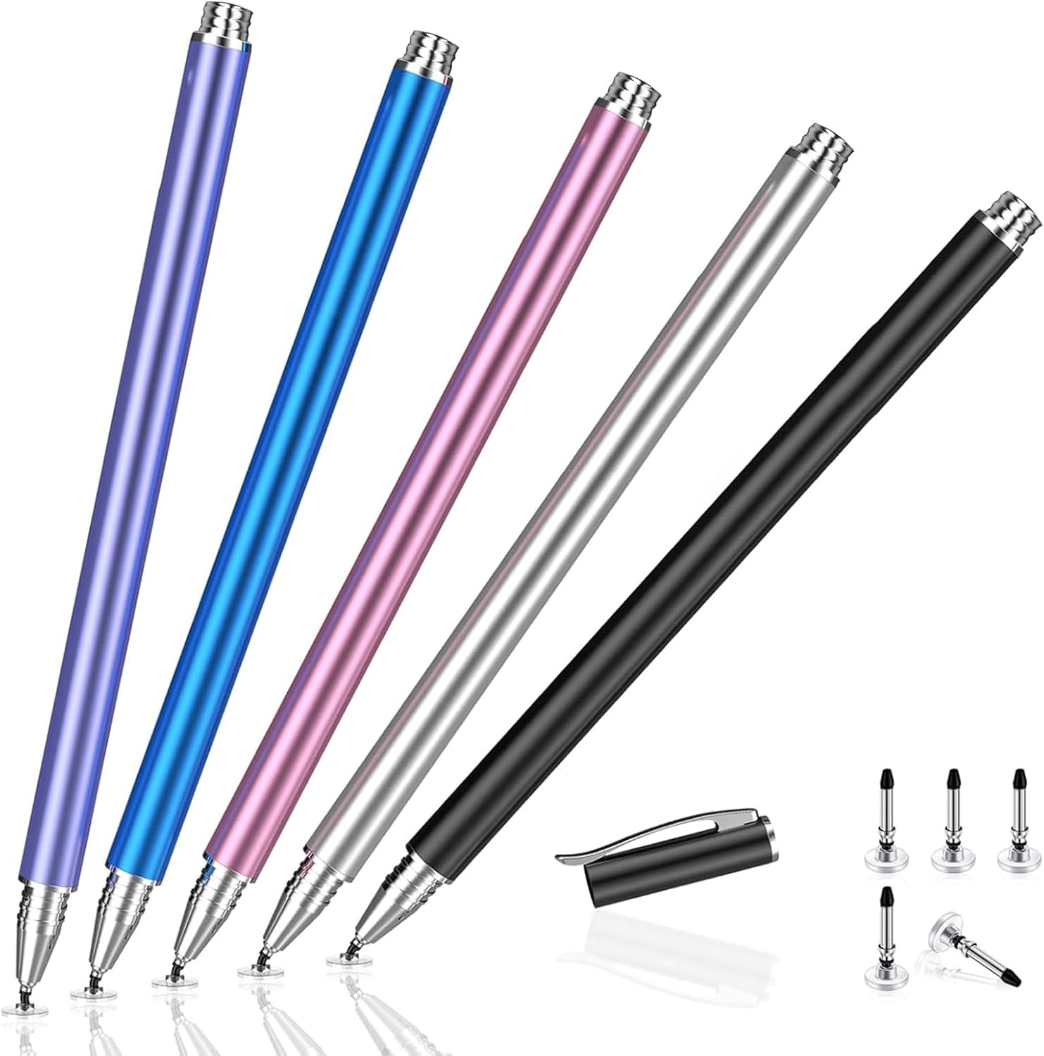 Stylus Pen for Touchscreen, Accokids 5 Pack High Sensitivity Capacitive Stylus Pencil for iPad iPhone Chromebook Android Tablets Universal Touch Screens with Extra 5 Disc Tips