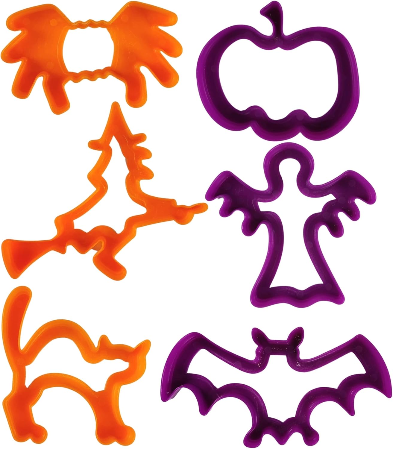 Halloween Plastic Play Dough Cutters for Baking, Halloween Cookie Cutters for Kids, Playdough Modelling Pack of 6 Shape Cutters.